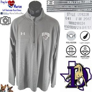 Under Armour XXL UA Graphite Gray DHS Team Stripe 14 Zip Pullover Shirt 1276228